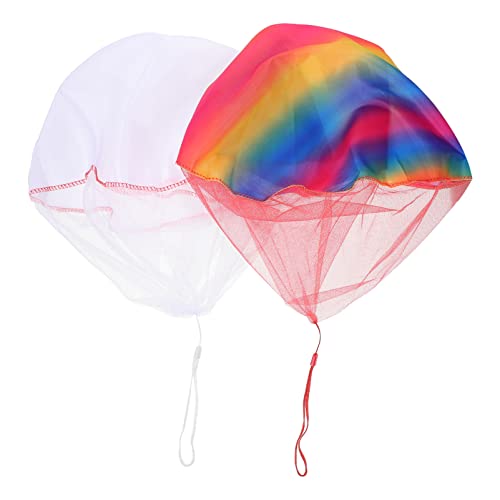 minkissy 2 Stück Handwurf Fallschirmspielzeug für Outdoor Fallschirmspielzeuge mit Schnur Kreative Spielzeuge für Garten und Freizeitaktivitäten von minkissy