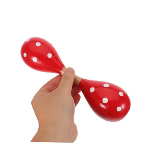 minkissy 2 Stück Holz Maracas für Doppelkopf Rassel Musikinstrument Frühförderung Rhythmus Training Junge Mädchen Lernspielzeug Leicht und Umweltfreundlich von minkissy