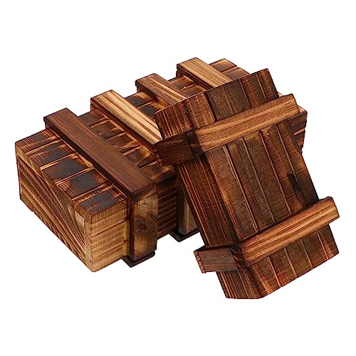 minkissy 2 Stück Holz Puzzle Box mit Verstecktem Fach für Kreatives Iq für Kleine Mädchen und Jungen Portable Rätselbox aus Holz für Spiel und Spaß von minkissy