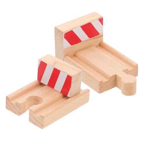 minkissy 2 Stück Holzbahn Zubehör Stop Track für Holzeisenbahn für Kreative Spiel Szenen aus Hochwertigem Holz Robust und Sicher für Ab Jahren von minkissy