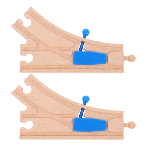 minkissy 2 Stück Holzschienen Weichen Zubehör für Spielzeugzüge Erweiterungssatz Kompatibel mit Gängigen Marken Fördert Kreativität und Spaß von minkissy