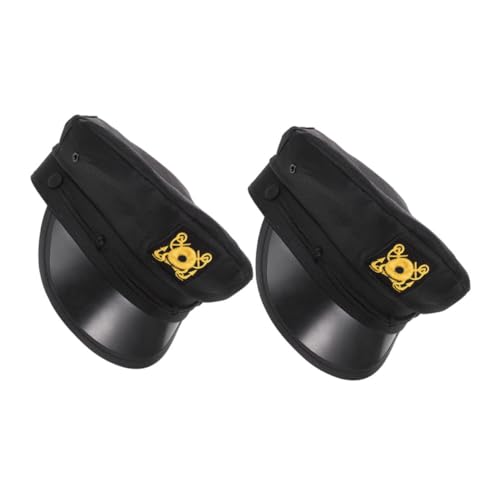 minkissy 2 Stück Kapitänsmütze Schwarz mit Stickerei Unisex Matrosenmütze für Party Bühnenauftritt Nautisches Kostüm Boating Accessory Authentischer Stil für Männer und Frauen von minkissy