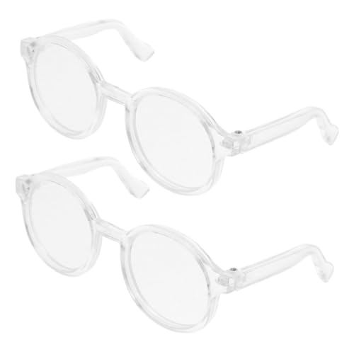 minkissy 2 Stück Kostüm Sonnenbrillen für Puppen Zubehör für Kreatives Rollenspiel und Outfitwechsel Transparentes Design Langlebig und Farbecht von minkissy