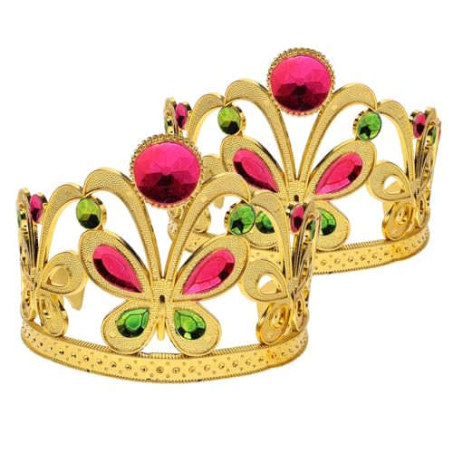 minkissy 2 Stück Kronen Haarreifen Goldene Krone Haarschmuck für Party Cosplay Verstellbar Stabiler Sitz Geeignet für Mädchen Karneval Geburtstagsfeier von minkissy