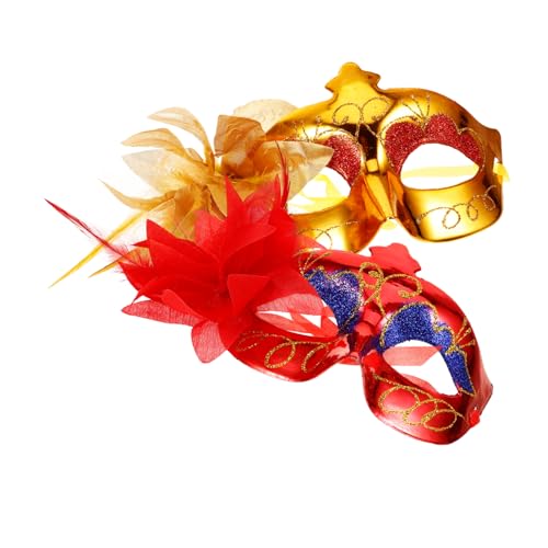 minkissy 2 Stück Maskerade Maske Weiß Hälfte Party Kostüm Halloween Damen Cosplay Beängstigend Über Nacht Und Maskerade-maske Für Frauen Blumenmaske Für Frauen Plastik von minkissy