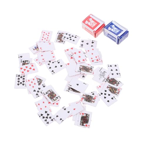 minkissy 2 Stück Maßstab Kleines Poker Kartenspiel mit Klarem Muster Robustes Material für Puppenhaus Dekoration Familienspiele Büro und Freizeit für Erwachsene von minkissy