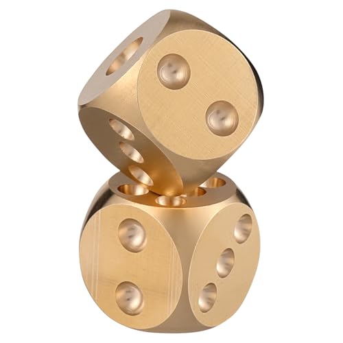 minkissy 2 Stück Messing Würfel Solide Metallwürfel für Spiele Pub und Bar Hochwertige Unterhaltungszubehör für Gesellige Anlässe von minkissy