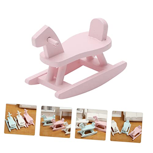minkissy 2 Stück Mini Holz Schaukelpferd Dekoration Teilig Kompakt Dreidimensionales Micro Landscape Ornament Glatte Oberfläche Robust als Mini Haus Zubehör und Kreatives DIY von minkissy