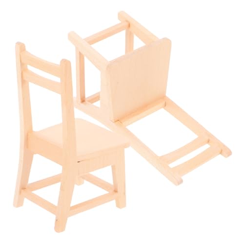minkissy 2 Stück Mini Holzstuhl Stabile Geruchsfreie Lackierbare Puppenhausmöbel Kleines Leichtes Modell Langlebig und Fein Verarbeitet als Dekoration und DIY Zubehör für Puppenhaus und von minkissy