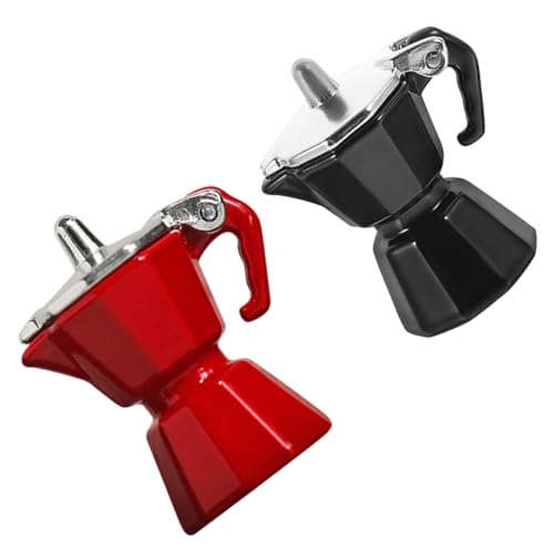 minkissy 2 Stück Miniatur Kaffeekannen Teilig Realistische Puppenhaus Dekoration aus Robustem Mini Küchengeräte Zubehör für Mini Haus und Garten Langlebige Miniatur Kaffeemaschine von minkissy