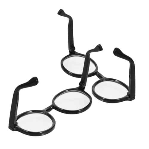 minkissy 2 Stück Miniatur Puppenbrille für Baumwollpuppen Schwarze Rahmen mit Transparenten Gläsern Robust und Sicher Einfaches Ausziehen Accessoire zum Verkleiden und Basteln von minkissy