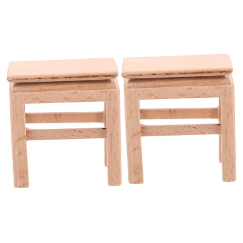 minkissy 2 Stück Miniatur Puppenhaus Hocker aus Robustem Holz Teiliges Kompakt und Detailreich Charmantes Design für Vielseitige Puppenhaus Accessoires und Kleine Wohnszenen von minkissy