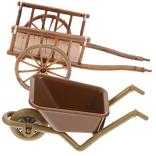 minkissy 2 Stück Miniatur Schubkarre Modell Teilig Realistisches Bauernhof Zubehör für Puppenhäuser und Mikro Landschaften für Dekoration und Fotografie von minkissy