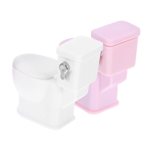 minkissy 2 Stück Miniatur-Toilette: Miniatur-puppenhaus-toilettensitz-Spielzeug – Realistische Badezimmermöbel Für Rollenspiele Und Pädagogisches Rollenspiel von minkissy