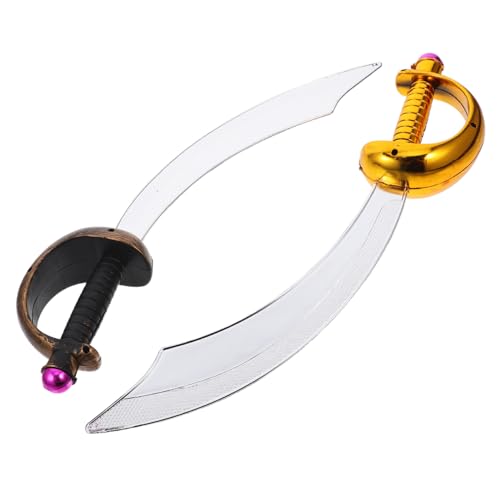 minkissy 2 Stück Piratenmesserspielzeug Piratenschwert gebogenes Plastikschwerter für Halloween - gefälschte Schwerter Prop- Schwertkostüm PVC von minkissy