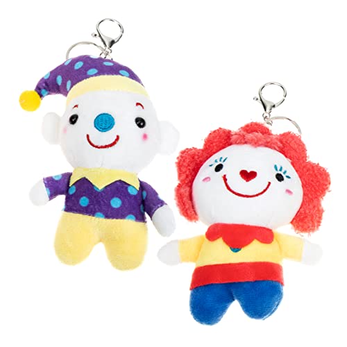 minkissy 2 Stück Plüsch Clown Schlüsselanhänger Niedlicher Karneval Anhänger Weiches Kuschelspielzeug Schulranzen Deko Handliches Leichtes Design für Taschen und Schlüsselbund von minkissy