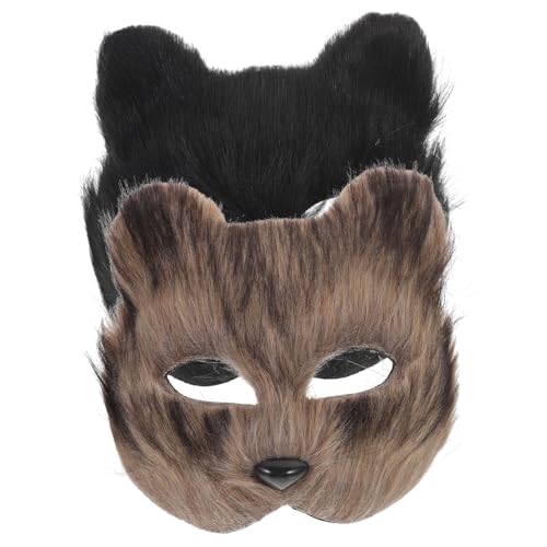 minkissy 2 Stück Plüsch Fuchs Maske Halbes Gesicht Realistisch und Bequem Elastisch Verstellbar für Halloween Cosplay Maskenball Tierkostüm Unisex Fuchsähnliche Dekoration von minkissy