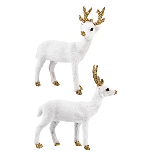 minkissy 2 Stück Plüsch Rentier Figuren Set Niedliche Deko für Kinderzimmer und Wohnräume Gemütliche Stofftiere aus Weichem Material als zu Weihnachten für von minkissy