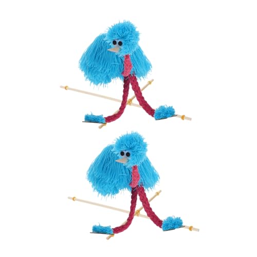 minkissy 2 Stück Plüsch-strauß Marionetten Puppen mit Zugfäden Weiches Tierdesign für Interaktives Feinmotorik und Hand-Augen-koordination bei Puppenspielen und Lernaktivitäten von minkissy