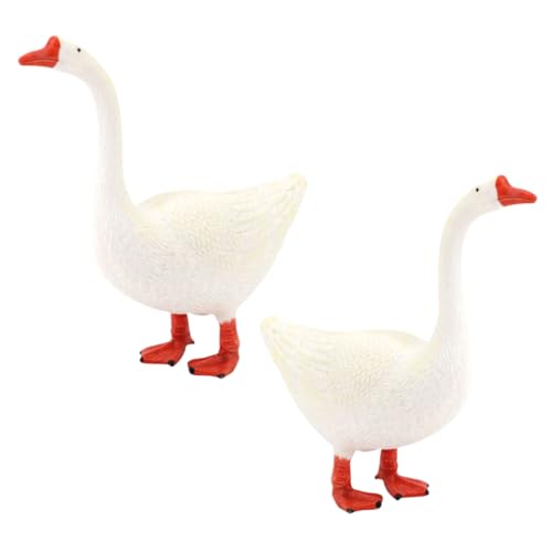 minkissy 2 Stück Realistische Kunststoff Gänse Figuren Stabile Garten und Desktop Ornamente Kindgerechte Wildlife Dekoration Pädagogisch für und Wohnraumgestaltung von minkissy