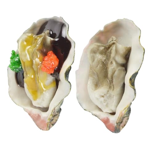 minkissy 2 Stück Realistische Simulation Austern Deko Modell aus Langlebigem Detailgetreu Gestaltete Meeresfrüchte Nachbildung für Tischdekoration Fotorequisiten und Seafood BBQ Szenen von minkissy