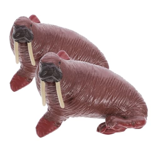 minkissy 2 Stück Realistische Walross Figur aus Resin Detailgetreues Meerestier Modell Kreative Miniatur Dekoration für Schreibtisch und Mikro Landschaft Langlebiges Kunsthandwerk von minkissy