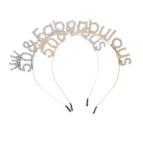 minkissy 2 Stück Rhinestone Geburtstags Stirnband mit Glitzernde Tiara Krone für Frauen Komfortables Ergonomisches Party Accessoire für Jubiläen und Festliche Anlässe von minkissy