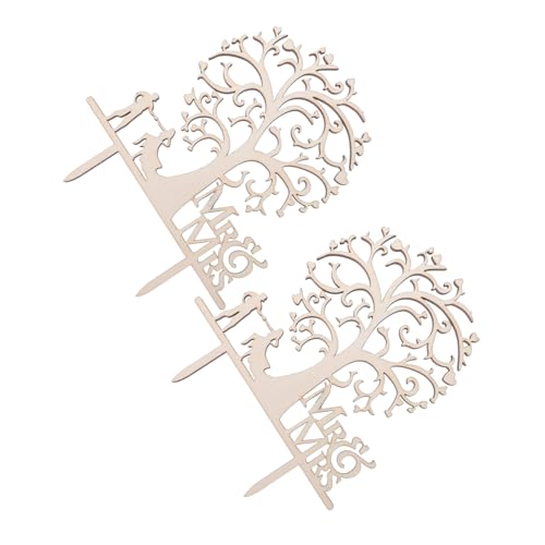 minkissy 2 Stück Rustikale Hochzeit Deko Holz Brautpaar Figuren für Verlobung Party Vielseitige Holzskulpturen als Happy Anniversary Dekoration Kreative Landhausstil Tortendeko von minkissy
