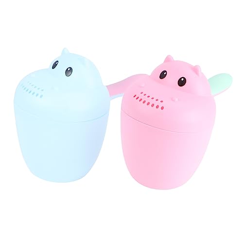 minkissy 2 Stück Shampoo Becher Niedliches Wasserblumen Werkzeug Praktische Badewannen Schaufel für Kleinkinder Rotes und Blaues für Sicheres Waschen von minkissy