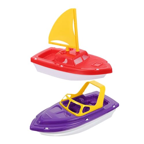 minkissy 2 Stück Strandspielzeug Teiliges Set Kunststoff Speedboot und Segelboot Badespielzeug für Junge Mädchen und Kleinkinder Leicht Tragbar Fördert Kreativität und Motorische von minkissy