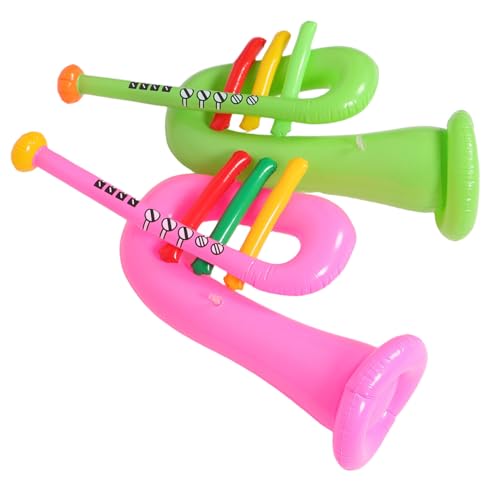 minkissy 2 Stück Teiliges Aufblasbares Trompeten PVC Musikinstrumente Leichte Bühnenrequisiten Wiederverwendbar Partydeko für Jungen Mädchen von minkissy