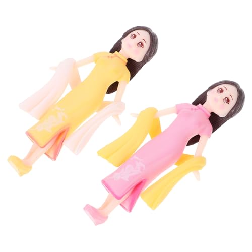 minkissy 2 Stück Teiliges Cheongsam Mädchen Figur Dekoration für Schreibtisch und Auto Asiatische Handwerkskunst Resin Deko für Zuhause Geschenkidee für Freunde und Familie von minkissy