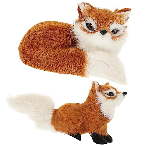 minkissy 2 Stück Teiliges Fuchsmodell aus Hochwertigem Material Realistische Tierfiguren als Dekorative Heimornamente als und Foto Requisite Handlich und Langlebig von minkissy