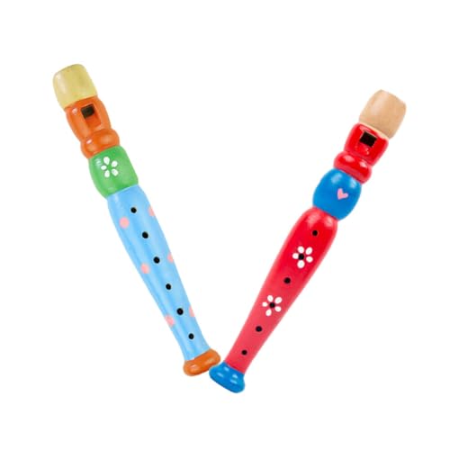minkissy 2 Stück Teiliges Holzblockflöten für Kleinkinder Buntes Musikspielzeug mit Löchern Sicherer Glatter Holzbau für Vorschulkinder und Musikalische Früherziehung Zufällige Farbe von minkissy
