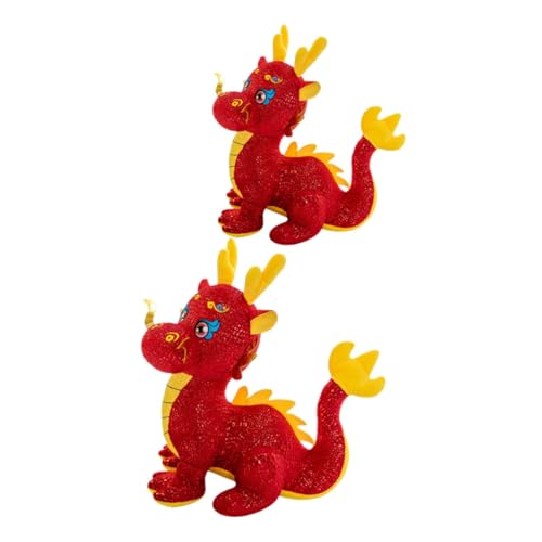 minkissy 2 Stück Teiliges Jahr des Drachen Plüschspielzeug Niedliche Ausgestopfte Drachendoll Lebensecht Gestaltete Stoffdrachenpuppe Chinesisches Neujahrs Maskottchen für Dekoration und von minkissy