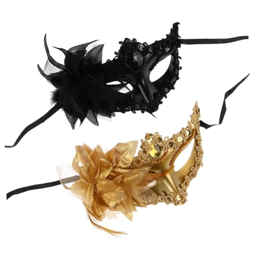 minkissy 2 Stück Teiliges Karnevalsmasken Damen Halbgesichts Masken aus Venezianische Blumendesigns Leicht und für Halloween Maskenball Cosplay und Tanzpartys von minkissy