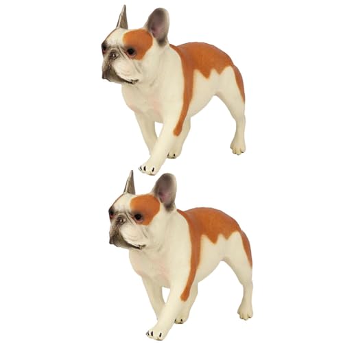 minkissy 2 Stück Teiliges Kleines Bulldoggen figurenset aus Hochwertigem Kunststoff Dekorative Hundestatue für Kinderzimmer Miniatur Garten Blumenpot deko Niedliches Hundemodell für und von minkissy
