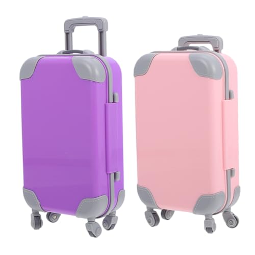 minkissy 2 Stück Teiliges Mini Trolley Puppenhaus Zubehör Leichte Tragbare Puppen Koffer mit Großem Stauraum Realistische Amerikanische Puppen Reisegepäck von minkissy