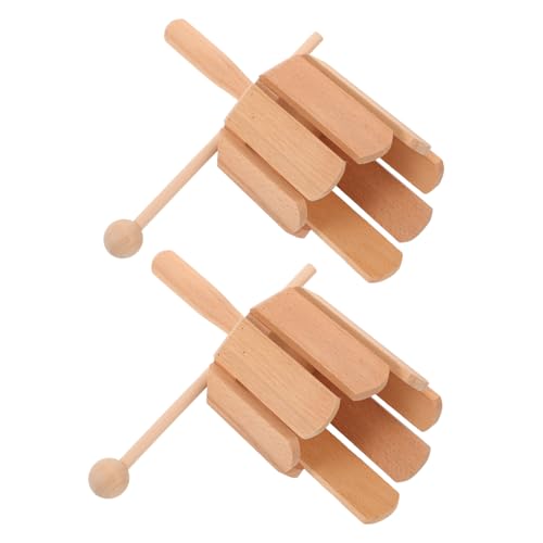 minkissy 2 Stück Teiliges Orff Holzspielzeug Rhythmus Percussion Instrument Holzmusikspielzeug Montessori Lernspielzeug mit Schlägel für Frühe Musikalische Entwicklung von minkissy