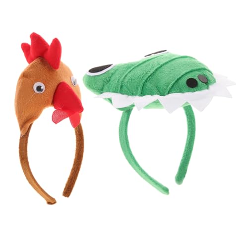 minkissy 2 Stück Teiliges Plüsch tierhaarbänder Niedlichem Hahn Alligator motiv Rutschfeste für Fasching Halloween Themen Party dekoration von minkissy