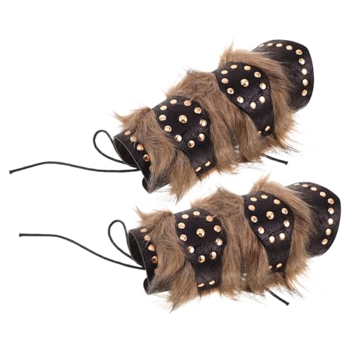 minkissy 2 Stück Teiliges Renaissance-armschutz Langlebigem Pu-Material mit Nieten Weichem Plüschakzent Mittelalterlicher Stil für Cosplay Viking Kostüm Unisex Armschützer von minkissy