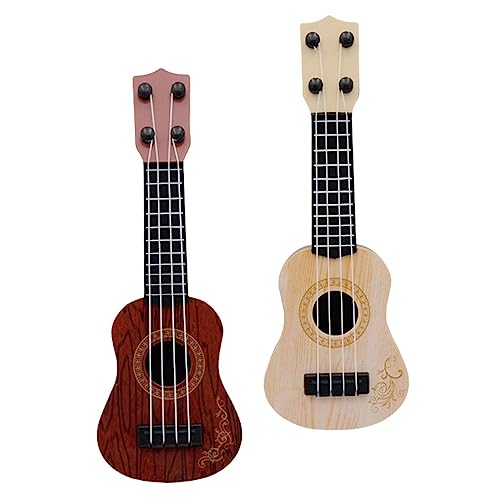minkissy 2 Stück Teiliges Ukulele für Simulation Mini Ukulele aus Sicherem Pädagogisches Musikinstrument für Frühe Bildung für Anfänger und Vorschulkinder Braun und Cremefarben von minkissy