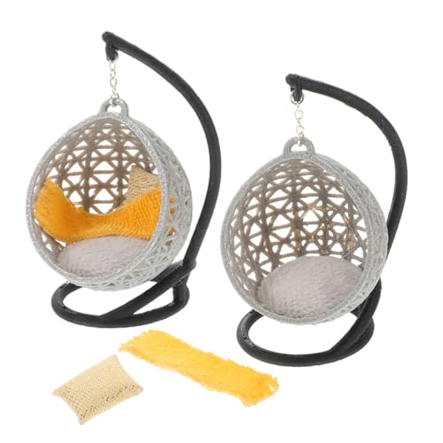 minkissy 2 Stück Teiliges aus Stabilem Material Kreative DIY Mini Möbel für Puppenhaus Dekorativer Kleiner Schaukelstuhl als Tischdekoration und Sammlerstück von minkissy