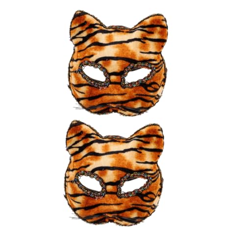minkissy 2 Stück Tigermaske Tier Cosplay Maske Maskerade Masken Männer Cosplay Tiermaske Tier Karnevalsmasken Cosplay Masken Für Frauen Kostüm Maske Masken Halloween Tier Party Maske von minkissy