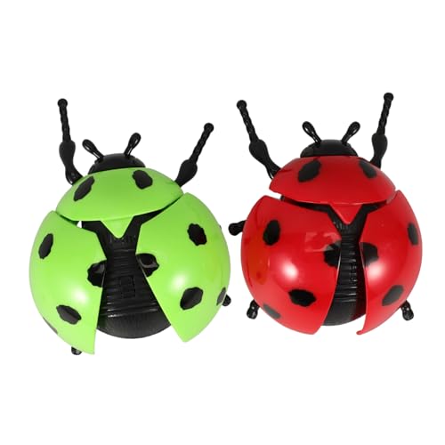 minkissy 2 Stück Wind Up Insekten in Rot und Grün Plastikbasiert Langlebig Tragbar Buntes Lernspielzeug für Kindergeburtstag und Motorische von minkissy