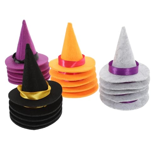 minkissy 20 Stück Mini Halloween Hexenhüte Dekorative Hut für Weinflaschen Party Dekoration Diy Bastelprojekte Schwarz und Orange von minkissy