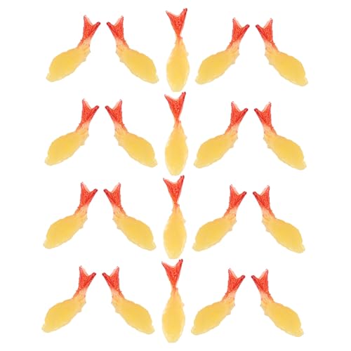 minkissy 20 Stück Miniatur Tempura Shrimps Modell Realistisches Japanisches Essen für Puppenhaus Dekoration und Rollenspiel Küche Detailgetreu und Platzsparend von minkissy
