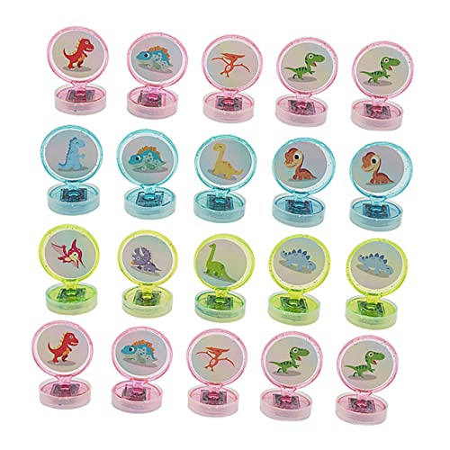 minkissy 20 Stück Teiliges Dino Stempelset für Kreative Dinosaurier Themen Siegelspielzeuge für Geburtstagsfeiern Schulprojekte und Bastelarbeiten Zufällige Farben und Muster von minkissy