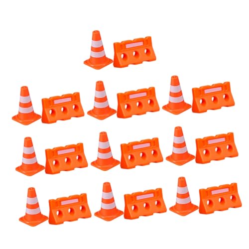 minkissy 20 Stück Teiliges Mini Baustellen Spielset aus Kindersicherem Kunststoff mit Verkehrszeichen Orangefarbenen Leitkegeln und Wasserbarrieren Pädagogisches Lernspielzeug für von minkissy
