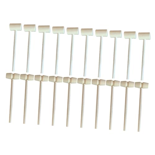 minkissy 20 Stück Teiliges Mini Holzhammer Natürlicher Holzmaterial Glatte Oberfläche Leicht und Sicher Pädagogisches Werkzeug für Handtraining und Kreatives von minkissy